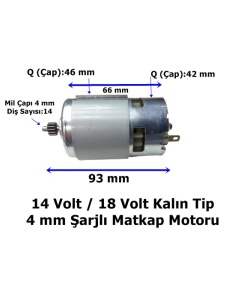 14 Volt / 18 Volt Şarjlı Matkap Motoru Dc Motor Kalın Tip