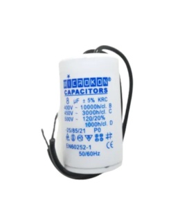 8 Mf Plastik Tüp Kondansatör 400-450 V Daimi