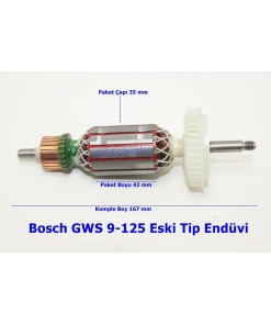 Bosch Tipi GWS 9-125 Endüvi Rotor Kollektör Eski Tip